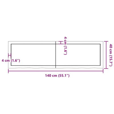 vidaXL Kúpeľňová doska 140x40x(2-4) cm neošetrený masív