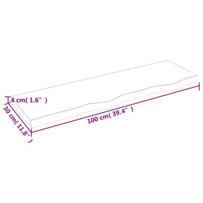 vidaXL Kúpeľňová doska tmavohnedá 100x30x(2-4) cm ošetrený masív