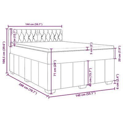 vidaXL Posteľný rám boxspring s matracom čierny 140x200 cm látka