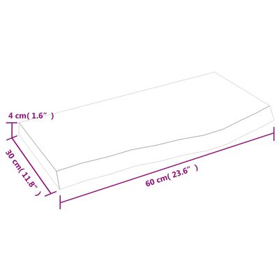 vidaXL Kúpeľňová doska bledohnedá 60x30x(2-4) cm ošetrený masív