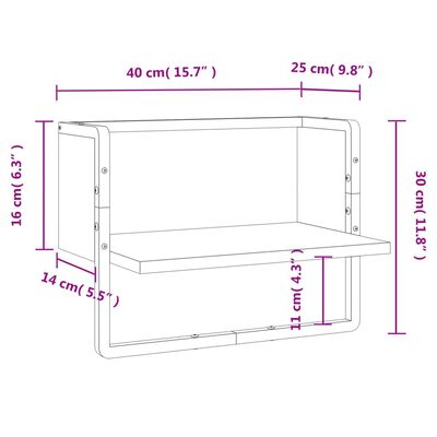 vidaXL Nástenná polica s tyčou čierna 40x25x30 cm