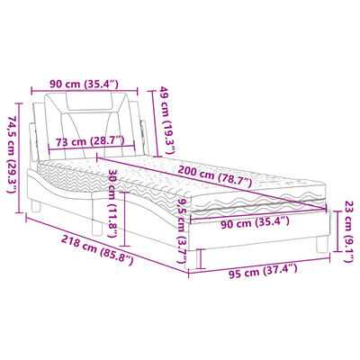 vidaXL Posteľ s matracom kapučínová 90x200 cm umelá koža