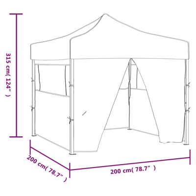 vidaXL Profesionálny skladací párty stan+4 steny 2x2 m, oceľ, antracit