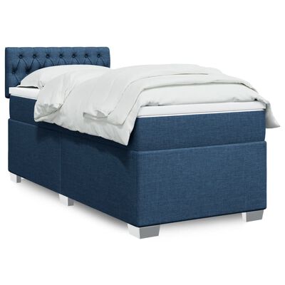 vidaXL Posteľný rám boxspring s matracom modrý 90x190 cm látka