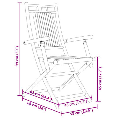 vidaXL Skladacie záhradné stoličky 6 ks 53x66x99 cm bambus