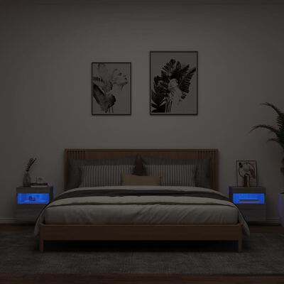 vidaXL TV nástenné skrinky s LED svetlami 2 ks sivé sonoma 40x30x40 cm