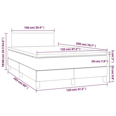 vidaXL Posteľ boxsping s matracom a LED čierna 120x200 cm látka