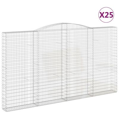 vidaXL Oblúkový gabionový kôš 25ks 400x30x220/240cm pozinkované železo