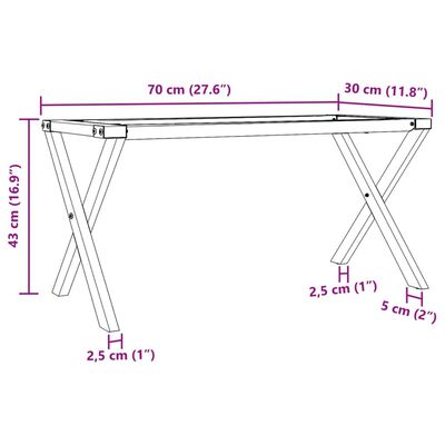 vidaXL Nohy konferenčného stolíka X-rám 70x30x43 cm liatina