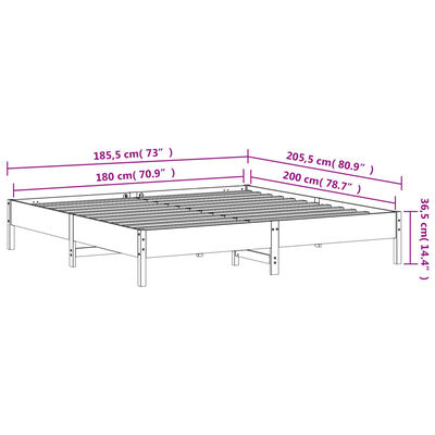 vidaXL Posteľ bez matraca biela 180x200 cm masívna borovica