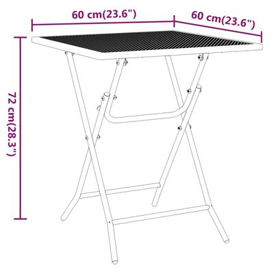 vidaXL Záhradný stôl 60x60x72 cm sieťovina expandovaný kov antracit