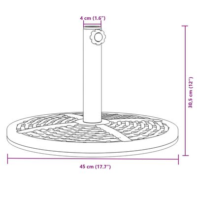 vidaXL Podstavec pod slnečník pre Ø38/48 mm tyče 12 kg kruh