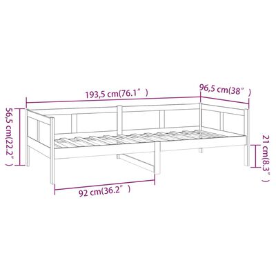 vidaXL Denná posteľ čierna borovicový masív 90x190 cm