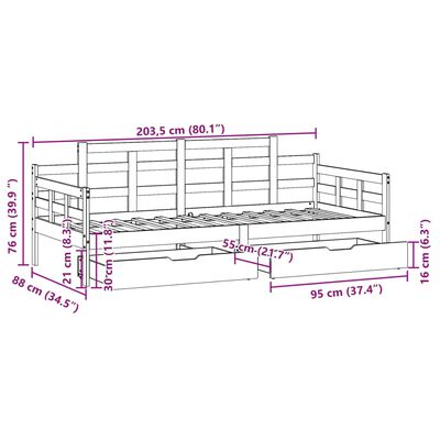 vidaXL Denná posteľ so zásuvkami 80x200 cm masívna borovica