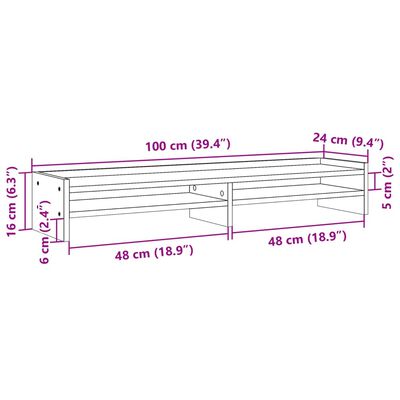 vidaXL Stojan na monitor hnedý dub 100x24x16 cm kompozitné drevo