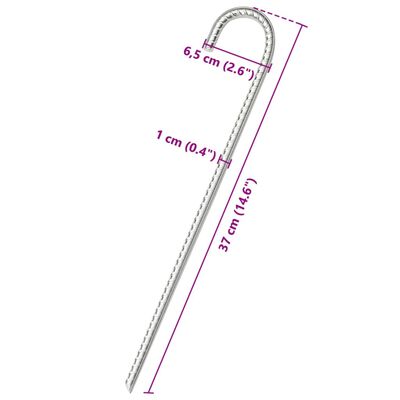 vidaXL Stanové kolíky 6 ks 37 cm Ø10 mm pozinkovaná oceľ