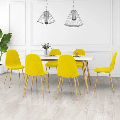 vidaXL Jedálenské stoličky 6 ks horčicovo-žlté zamat