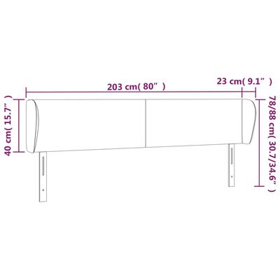 vidaXL Čelo postele so záhybmi čierne 203x23x78/88 cm zamat