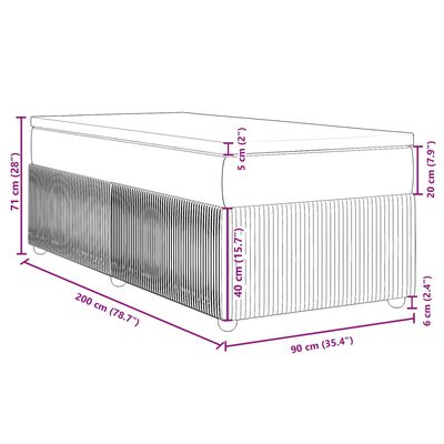 vidaXL Posteľný rám boxsping s matracom bledosivý 90x200 cm zamat