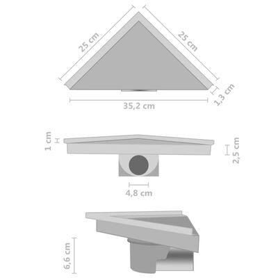 vidaXL Sprchový odtok s krytom 2 v 1 25x25 cm nehrdzavejúca oceľ