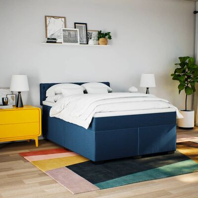 vidaXL Posteľný rám boxspring s matracom modrý 160x200 cm látka