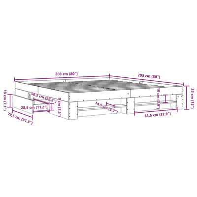 vidaXL Posteľný rám dub sonoma 200x200 cm kompozitné drevo