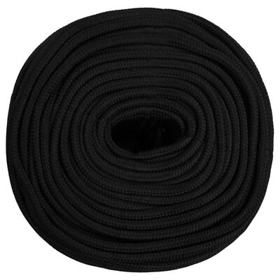 vidaXL Pracovné lano čierne 6 mm 25 m polyester