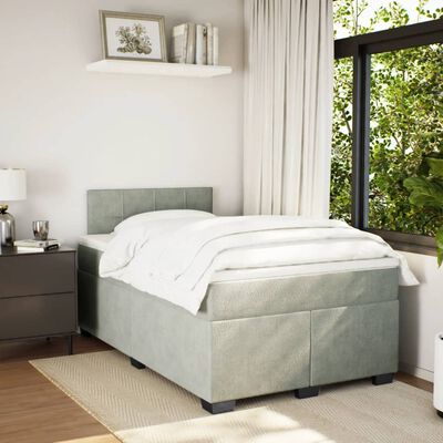 vidaXL Boxspring posteľ s matracom bledosivá 120x190 cm zamat