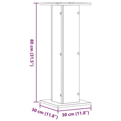 vidaXL Stojany na rastliny 2 ks dymový dub 30x30x80cm kompozitné drevo