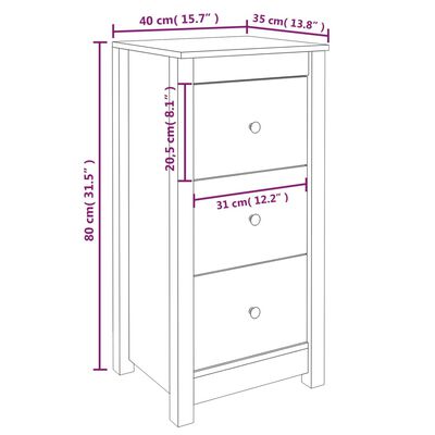 vidaXL Komody 2 ks biele 40x35x80 cm borovicový masív