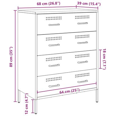 vidaXL Komoda antracitová 68x39x89 cm oceľ