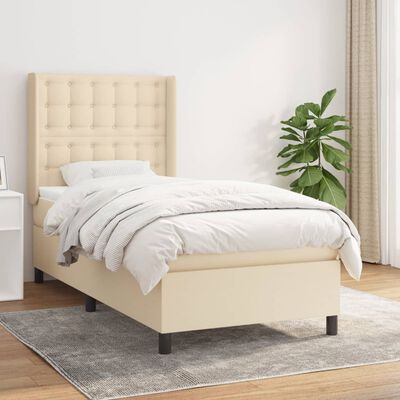 vidaXL Boxspring posteľ s matracom krémová 100x200 cm látka