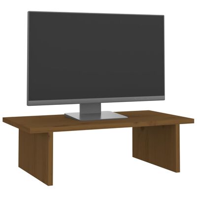 vidaXL Stojan na monitor medovo-hnedý 50x27x15 cm masívna borovica