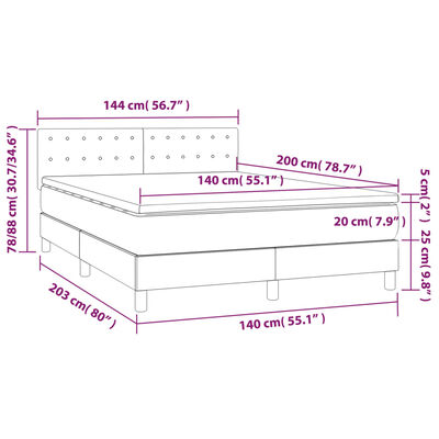 vidaXL Posteľný rám boxspring s matracom čierny 140x200 cm látka