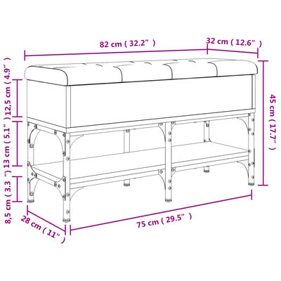 vidaXL Lavička na topánky dymový dub 82x32x45 cm kompozitné drevo