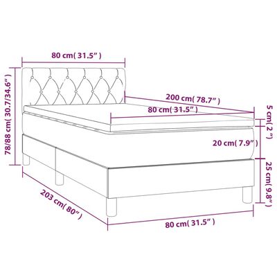 vidaXL Posteľ boxsping s matracom a LED bledosivá 80x200 cm zamat