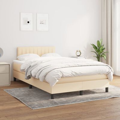 vidaXL Boxspring posteľ s matracom krémový 120x200 cm látka