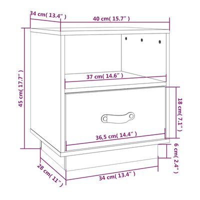 vidaXL Nočné stolíky 2 ks čierne 40x34x45 cm borovicový masív