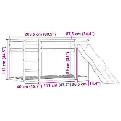 vidaXL Poschodová posteľ šmykľavka a závesy ružová 80x200 cm