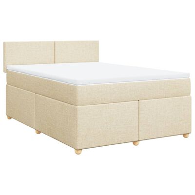 vidaXL Posteľný rám boxspring s matracom krémový 160x200 cm látka