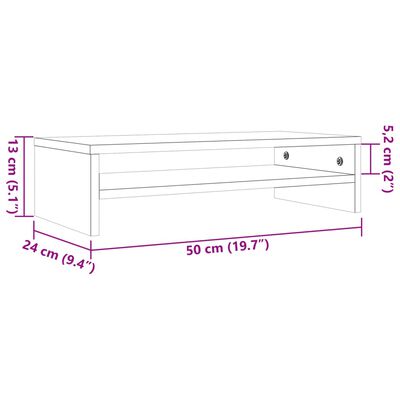 vidaXL Stojan na monitor voskovo-hnedý 50x24x13 cm masívna borovica