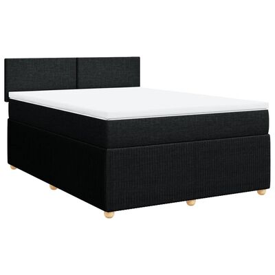 vidaXL Posteľný rám boxspring s matracom čierny 140x200 cm látka