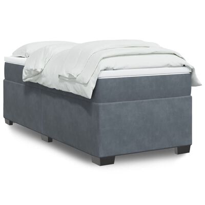 vidaXL Posteľný rám boxspring s matracom tmavosivý 100x200 cm zamat