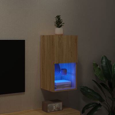 vidaXL TV skrinka s LED svetlami dub sonoma 30,5x30x60 cm