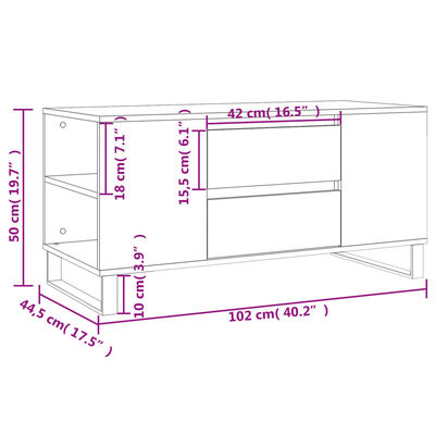 vidaXL Konferenčný stolík dymový dub 102x44,5x50 cm kompozitné drevo