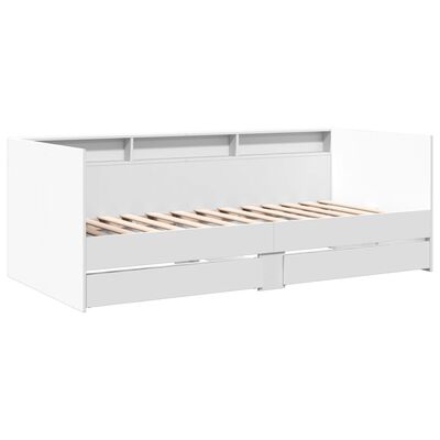 vidaXL Denná posteľ so zásuvkami biela 75x190 cm kompozitné drevo