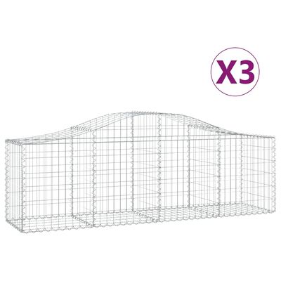 vidaXL Oblúkový gabionový kôš 3 ks 200x50x60/80 cm pozinkované železo