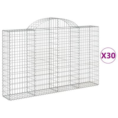 vidaXL Oblúkové gabionové koše 30 ks 200x30x120/140 cm pozink. železo