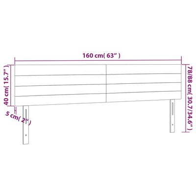 vidaXL Čelá postele 2 ks bledosivé 80x5x78/88 cm zamat