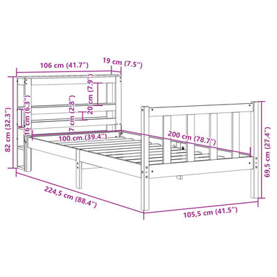 vidaXL Posteľ bez matraca biela 100x200 cm borovicový masív